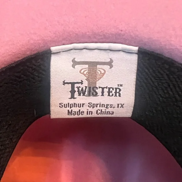 Twister Wool Pink Cowboy Hat with Wide Brim and Decorative Band - Picture 3 of 3